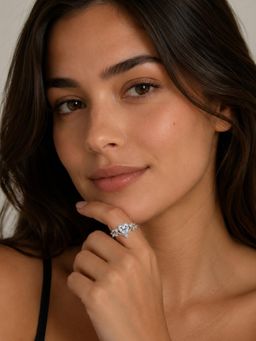 Axora Life - 925 Sterling Silver Heart Cut Cz Adjustable Ring