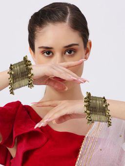 OOMPH - Gold Kashmiri Bangle with Ghungroo (Pack Of 40) (2.6)