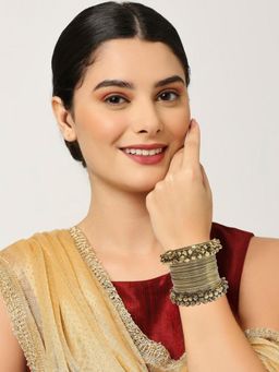 OOMPH - Gold Kashmiri Bangle with Ghungroo (Pack Of 28) (2.6)