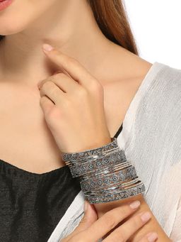 OOMPH - Oxidised Silver Bangle (Pack Of 13) (2.6)