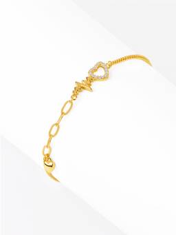 Nistra - 925 Sterling Silver Heart Rhythm Charm Bracelet