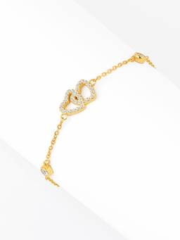 Nistra - 925 Sterling Silver Interlocked Hearts Bezel Cz Bracelet