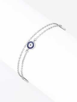 Nistra - 925 Sterling Silver Trio Evil Eyes Bracelet