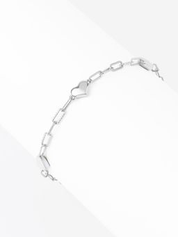 Nistra - 925 Sterling Silver Linked Hearts Bracelet