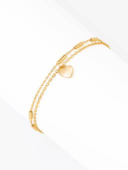 Nistra - 925 Sterling Silver Heart Charm Layered Bracelet