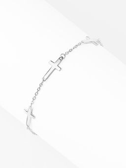 Nistra - 925 Sterling Silver Faith and Grace Cross Bracelet
