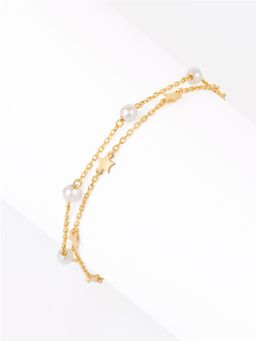 Nistra - 925 Sterling Silver Layered Starry Night Pearl Bracelet