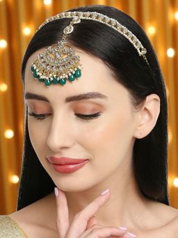 OOMPH - Green Beads and Kundan Jadau Bridal Ethnic Sheeshphool