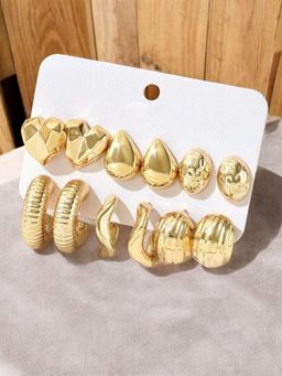 OOMPH - Gold Hoop and Stud Earrings (Pack Of 6)