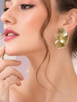 OOMPH - Gold Large Floral Butterfly Motif Drop Earrings