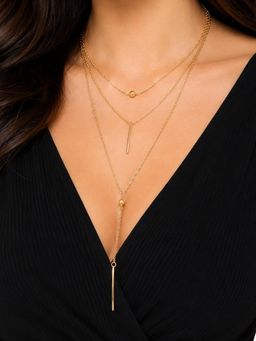 OOMPH - Gold Multi Layered Multi-Strand Charm Fashion Necklace