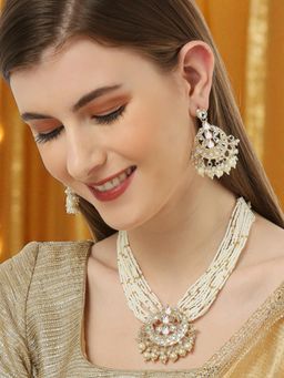 Fabula - Gold Kundan with Pearls Multi Layer Ethnic Jewellery Set