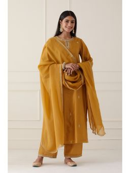 Ikshita Choudhary - Mustard Yellow Embroidered Dupatta