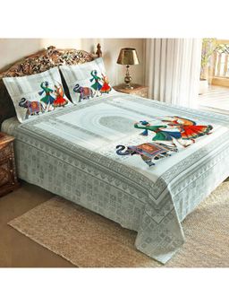 Story@Home - 240 Tc Super Soft Microfiber King Size Bedsheet with Pillow Covers