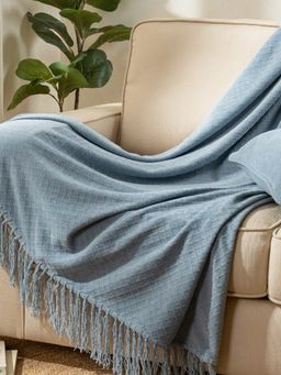 Maspar - 100% Cotton56 Gsm Throw Blanket For Sofa Bed Living Room Bedroom