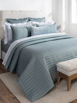 Maspar - 11-Piece Cotton Solid Double Bed Quilt Bedding Set With Box For Gift