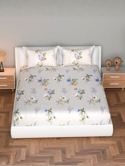 Florida - Floral Polycotton Double Size Bedsheet With Pillow Covers