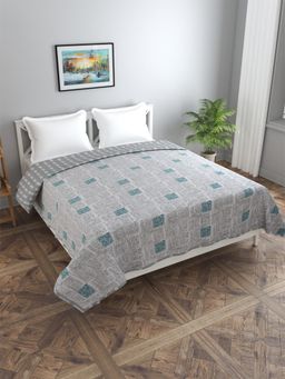 Florida - Cotton Summer Dohar for Double Bed 130 GSM Breathable (Grey, 220x240cm)