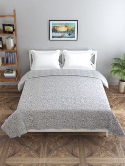 Florida - Cotton Summer Dohar for Double Bed 130 GSM Breathable (Grey, 220x240cm)