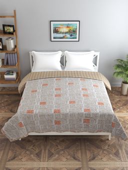 Florida - Cotton Summer Dohar for Double Bed 130 GSM Breathable (Orange, 220x240cm)