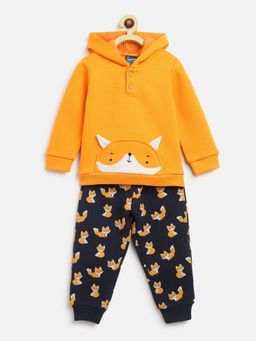 Nautinati - Boys Orange Printed Sweatshirt with Jogger (Set of 2)