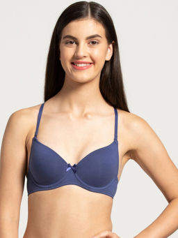 Jockey - 1245 Wired Padded Cotton Elastane Medium Coverage T-Shirt Bra - Deep Cobalt