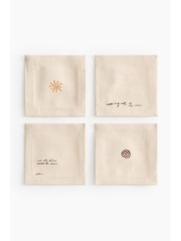 H&M - Beige 4-Pack Embroidery-Detail Coasters