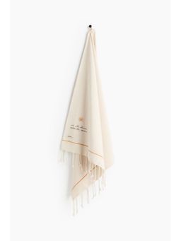 H&M - Beige Embroidery-Detail Beach Towel