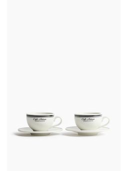 H&M - White 2-Pack Porcelain Cappuccino Cups And Saucers