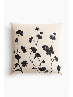 H&M - Beige Printed Canvas Cushion Cover