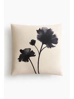 H&M - Beige Printed Canvas Cushion Cover