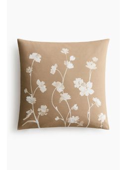 H&M - Beige Printed Canvas Cushion Cover