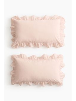 H&M - Pink 2-Pack Frill-Trimmed Pillowcases