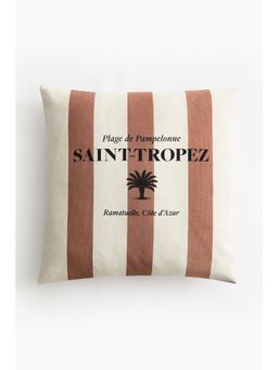 H&M - Orange Print-Motif Canvas Cushion Cover