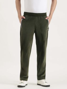United Colors of Benetton - Olive Solid Cotton Blend Regular Fit Trackpant