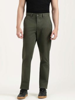 United Colors of Benetton - Olive Solid Cotton Blend Regular Fit Trouser