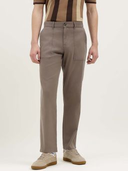 United Colors of Benetton - Grey Solid Lyocell Straight Fit Trouser