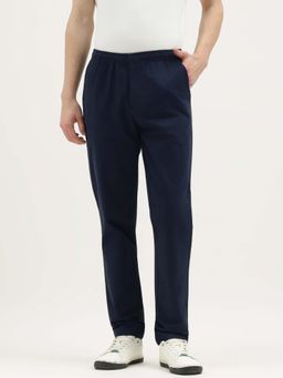 United Colors of Benetton - Blue Solid Cotton/Elastane Relaxed Fit Trouser