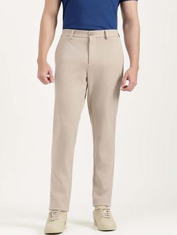 United Colors of Benetton - Beige Solid Polyviscose Regular Fit Trouser