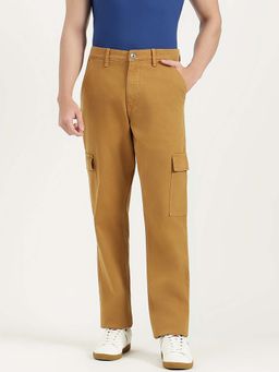 United Colors of Benetton - Khaki Solid Cotton Blend Comfortable Fit Cargo
