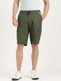 United Colors of Benetton - Olive Solid Pure Cotton Comfortable Fit Shorts