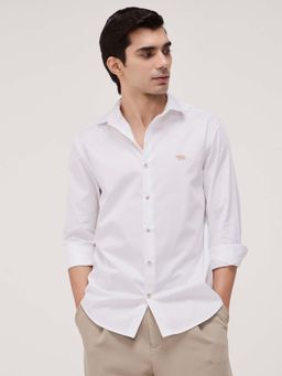 Andamen - White Solid Pure Cotton Slim Fit Shirt