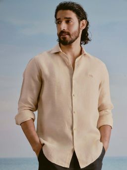 Andamen - Yellow Solid Linen Regular Fit Shirt