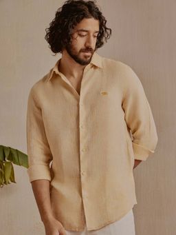 Andamen - Yellow Solid Linen Regular Fit Shirt