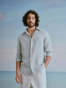 Andamen - Green Solid Linen Slim Fit Shirt
