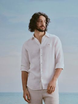 Andamen - White Stripes Linen Slim Fit Shirt