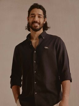 Andamen - Brown Solid Lyocell Blend Slim Fit Shirt