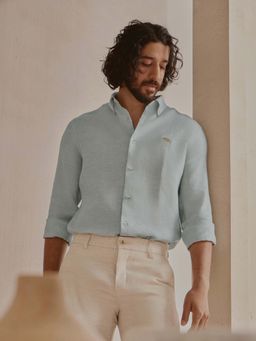 Andamen - Grey Solid Linen Regular Fit Shirt