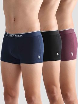 U.S. POLO ASSN. - Innerwear Men Multi-Color Antibacterial Solid Et004 Trunks (Pack of 3)