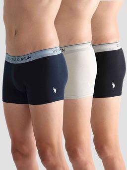 U.S. POLO ASSN. - Innerwear Men Multi-Color Mid Rise Solid Oet15 Trunks (Pack of 3)